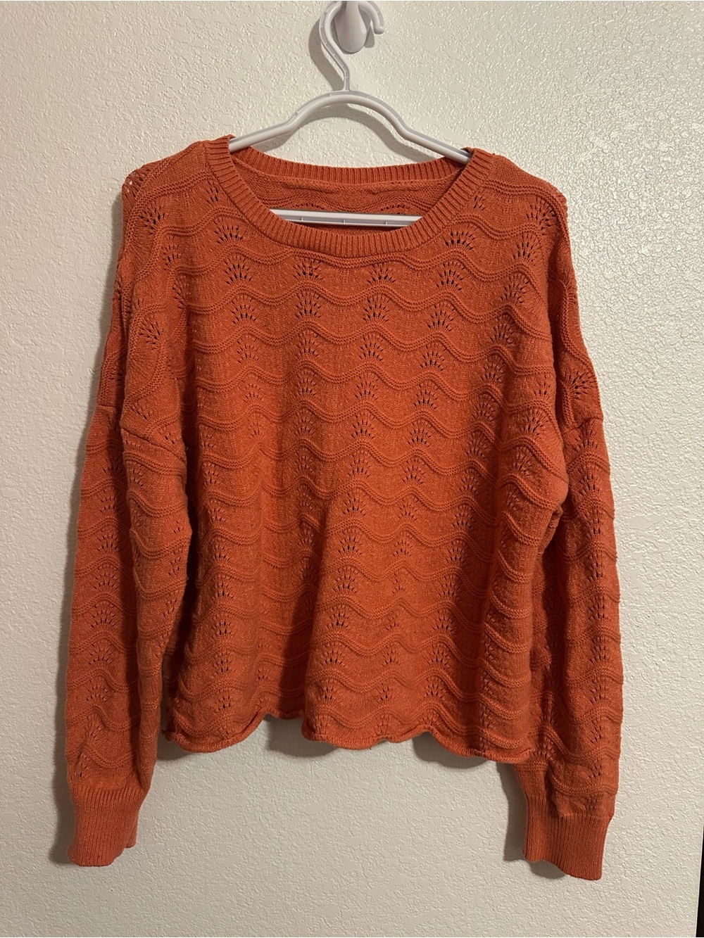 Women's coral, salmon color Knit Crewneck Sweater